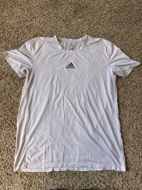 adidas White Crew Neck Athletic Tee